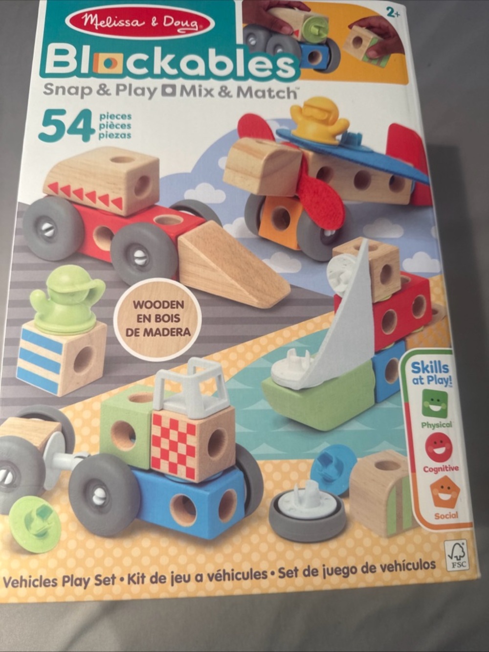 Melissa & Doug Blackables 54-Piece Snap & Play Vehicles Set - Blue/Red
